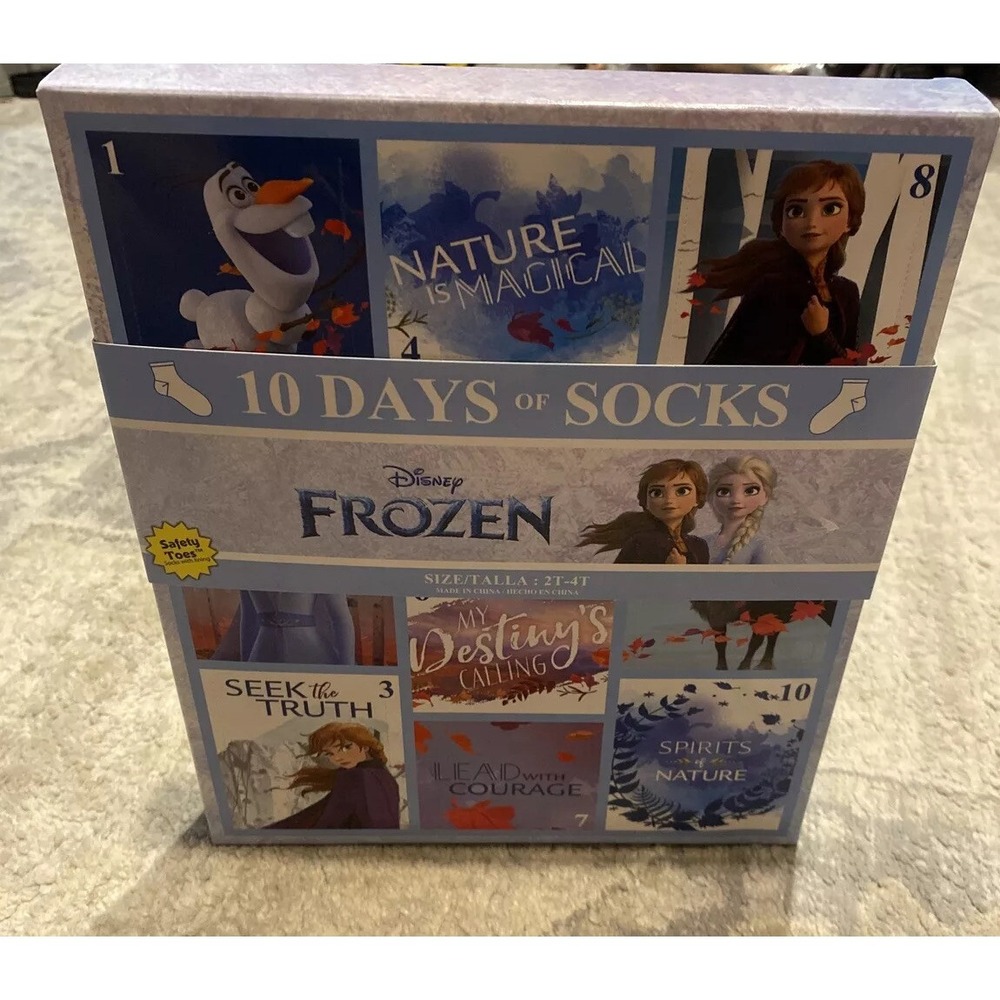 New Disney Frozen Princess 2T-4T TODDLER  Girls 10 Pair Days of Ankle‎ Socks